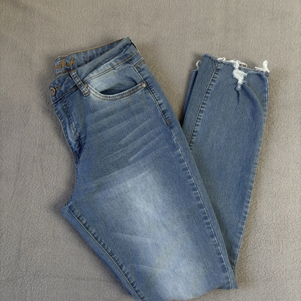 Copperflash Skinny Jeans Women 8 Distressed Raw Hem Button Fly Boyfriend Fit